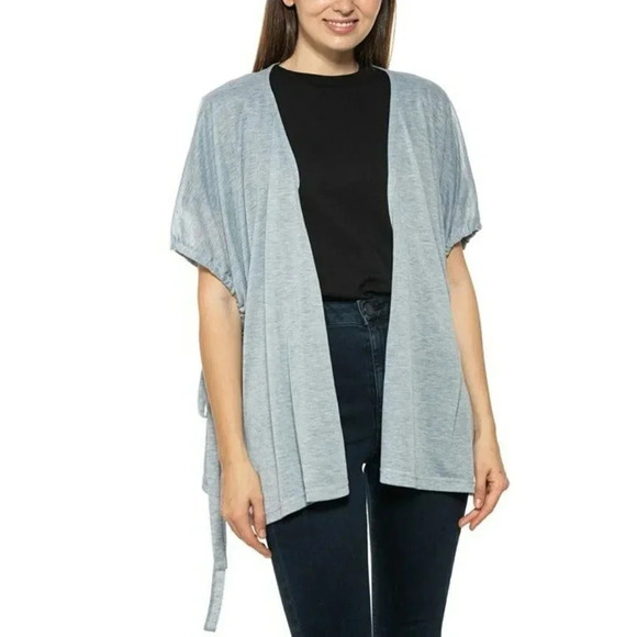 Jenni Women's Drawstring-Arm Kimono Topper Gray O/S (MSRP $60) - Picture 1 of 4